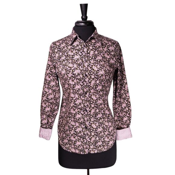 Chaps Ralph Lauren Women's Shirt Button Up Floral Check No Iron Blouse Top 2X - Picture 1 of 8